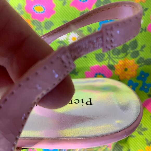 Vintage Pierre Dumas Pink Floral Clear Unique Chunky Heel Mule Sandal Size 7.5 - Picture 12 of 15